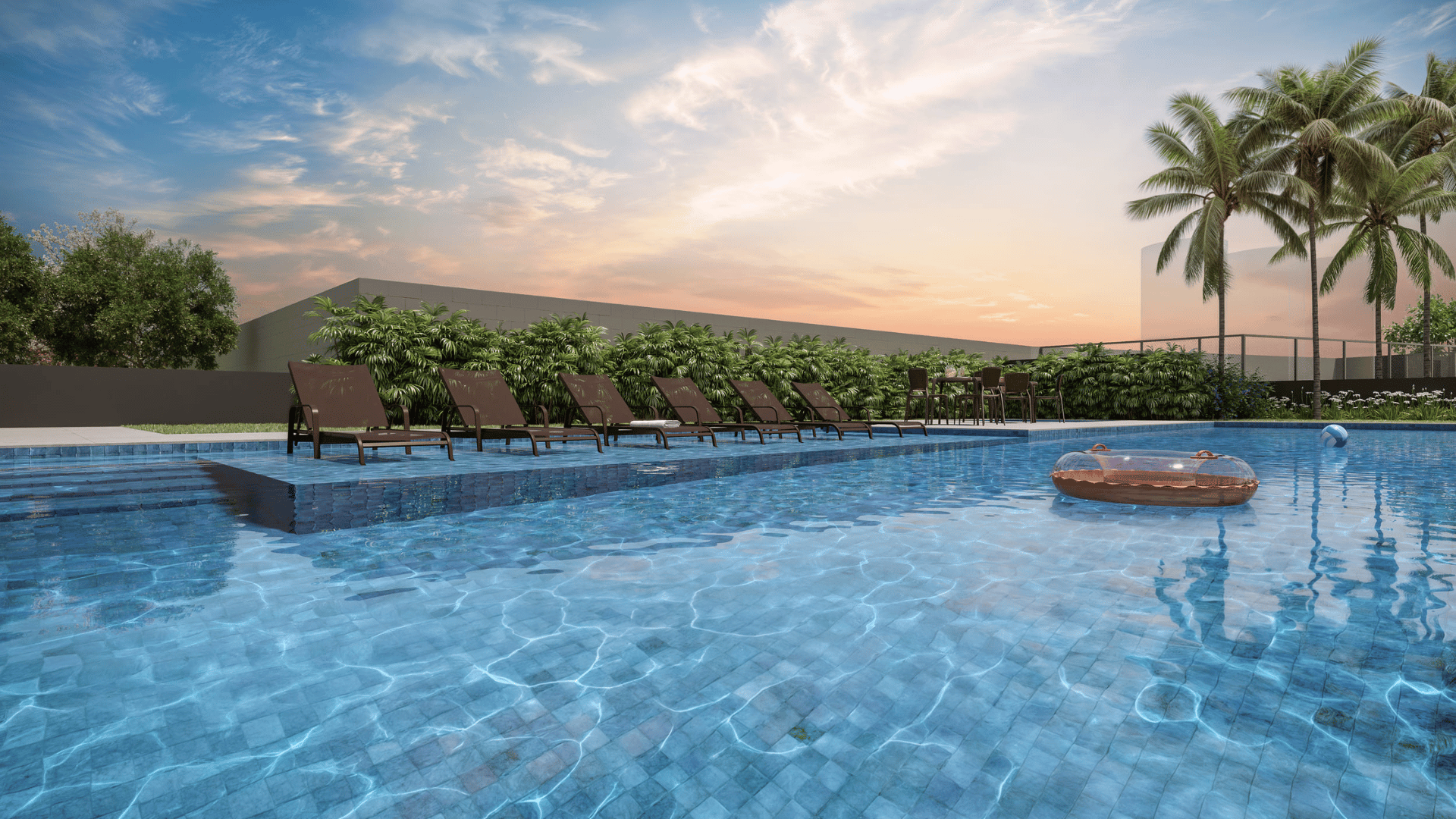 Piscina condomínio clube.