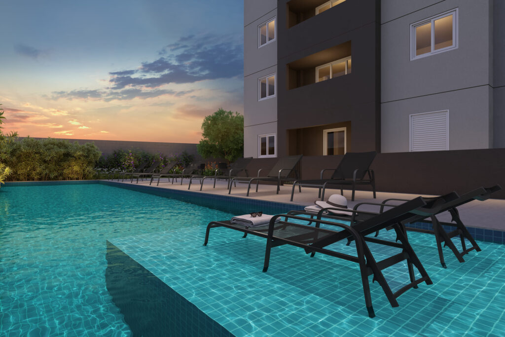 Piscina adulto do condomínio clube Vivaz Clube Barra Funda.