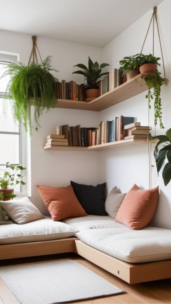 Espaço de leitura com sofá em "L".
