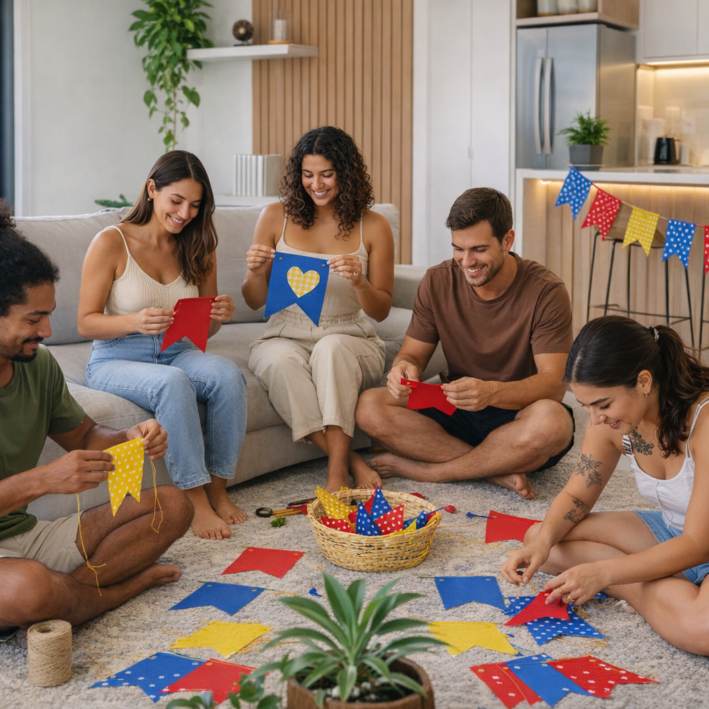 Reúna os amigos mais próximos para te ajudar a organizar a sua festa junina em casa.
