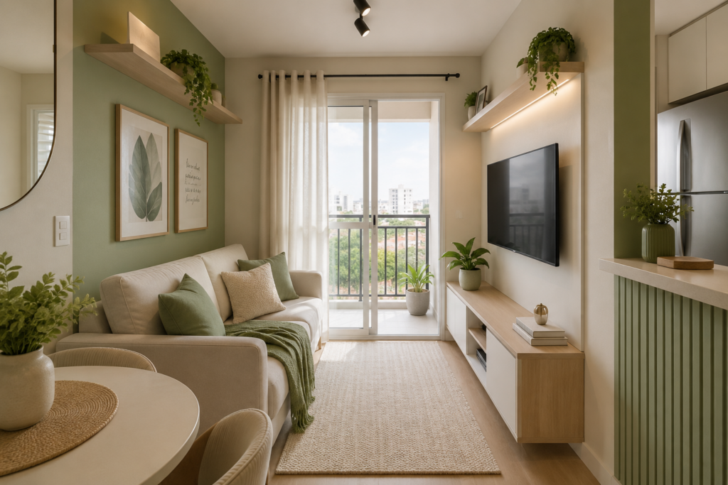 cores para sala, verde e branco